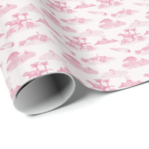 Dinosaur Toile (Pink)  Wrapping Paper