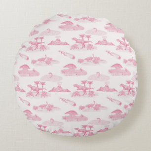 Dinosaur Toile Round Pillow (Pink) 