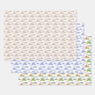 Dinosaur Toile Wrapping Paper Sheets