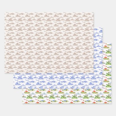 Dinosaur Toile Wrapping Paper Sheets