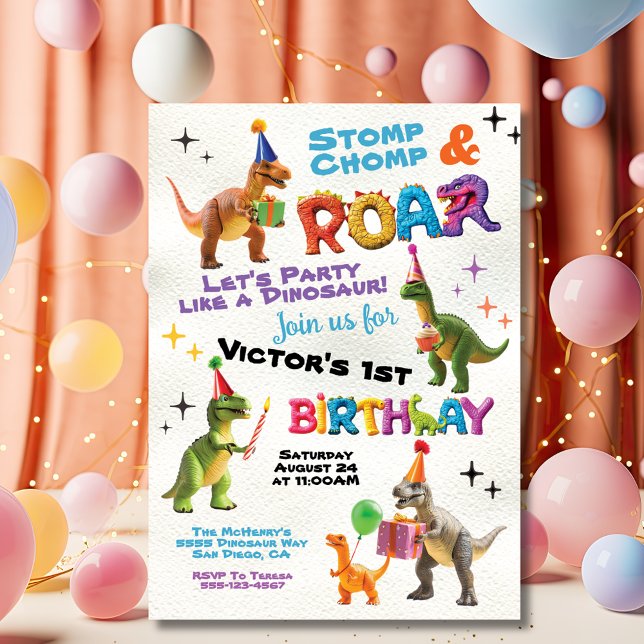 Dinosaur Toy Birthday Party Invitation (Creator Uploaded)