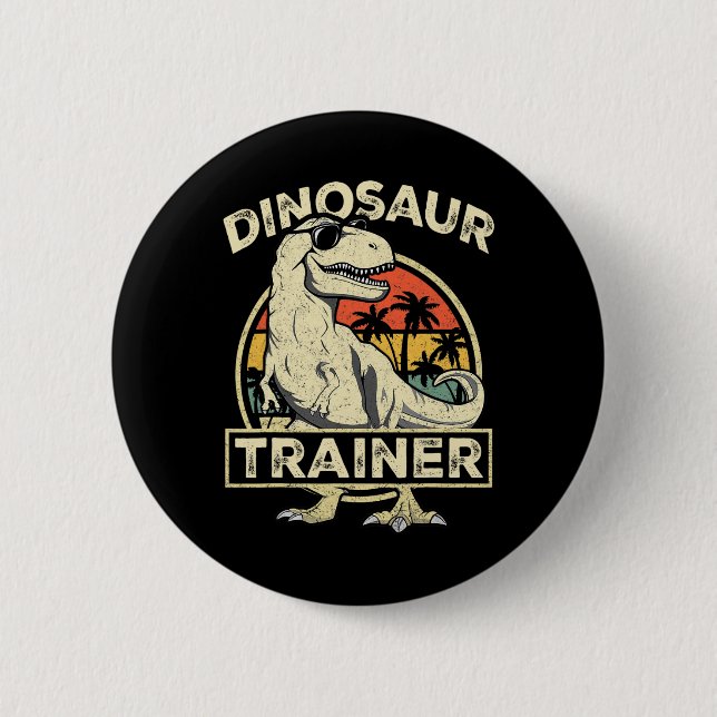 Dinosaur Trainer Halloween Costume Retro Dino Outl Button (Front)