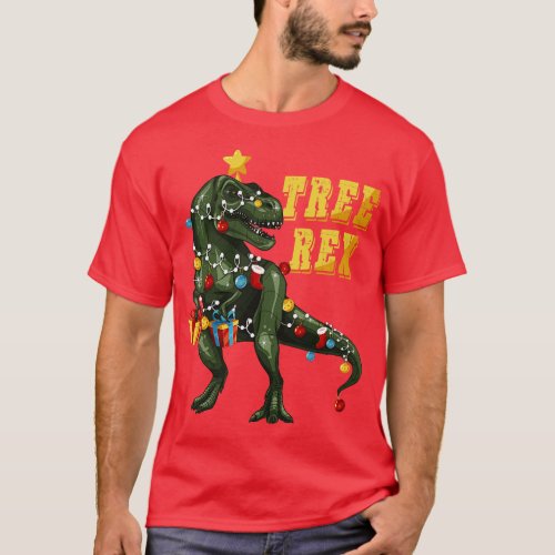 Dinosaur Tree Rex Pajamas Christmas Gift for Boys T_Shirt
