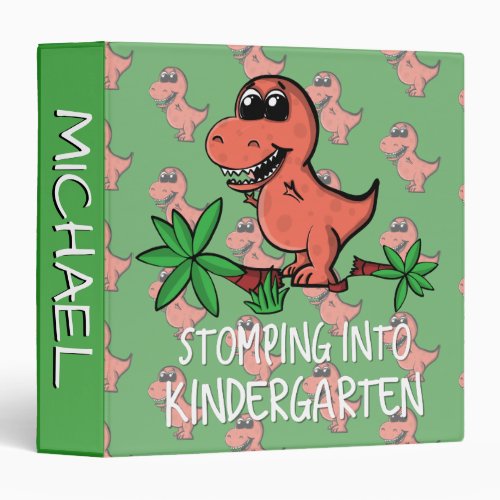 Dinosaur Trex Back to School Kindergarten Stomping 3 Ring Binder