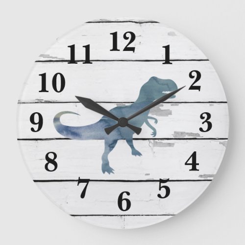 Dinosaur Trex Decor Rustic Shiplap Large Clock