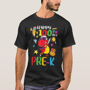 Dinosaur Trex Happy 100th Day Of Pre-K School Gift T-Shirt