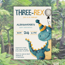 Dinosaur Trex Three Rex 3rd Birthday Party 