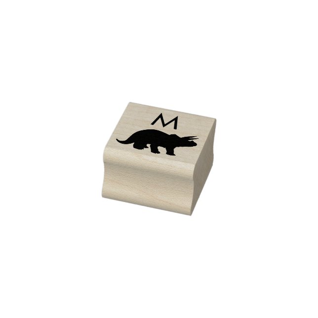 Dinosaur Triceratop Dino Cute Kid Monogram Initial Rubber Stamp (Stamp)