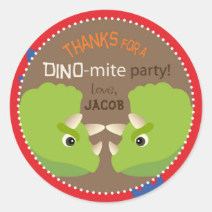Dinosaur Triceratops Birthday Cupcake Topper Label