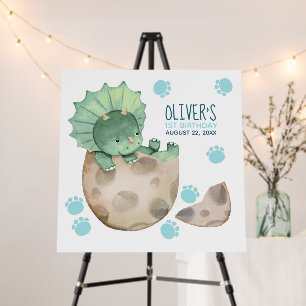 Dinosaur Triceratops Boy 1st Birthday Party Foam Board