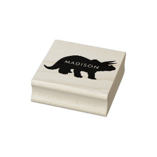 Dinosaur Triceratops Cute Dino Kid's Name Rubber Stamp