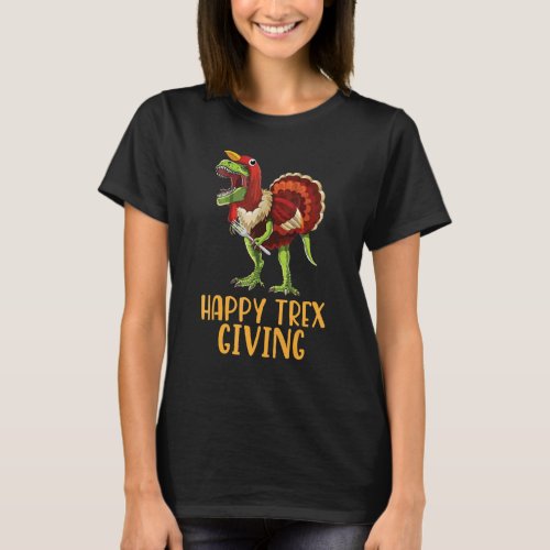 Dinosaur Turkey Costume Happy Thanksgiving Trex Gi T_Shirt