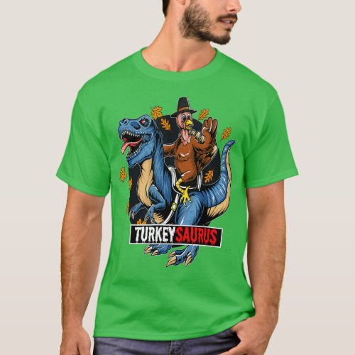 Dinosaur Turkeysaurus Boys Turkey Saurus T rex Pil T_Shirt