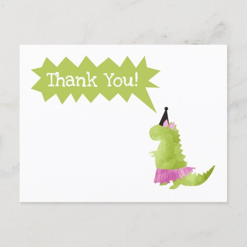 Dinosaur Tutu Thank you Note Card Ballerina Dino