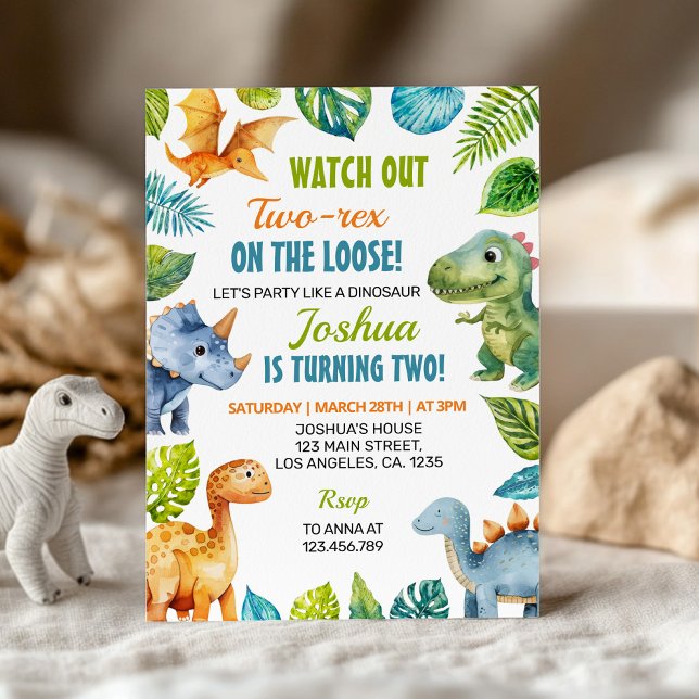 Dinosaur Two-Rex Birthday Invitation  (Creator Uploaded)