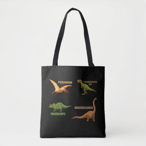 Dinosaur Types Boys Girls Tricertops Trex Tote Bag