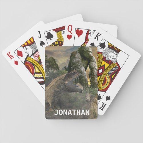 Dinosaur Tyrannosaurus Gorilla Fantasy Scene  Poker Cards