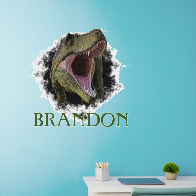 Dinosaur Tyrannosaurus  Personalized Break out Wall Decal (Home Office)