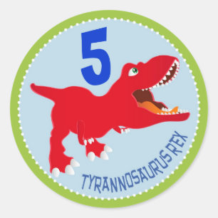 Dinosaur Tyrannosaurus Rex Birthday Cupcake Topper Classic Round Sticker