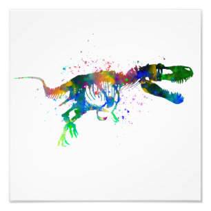 dinosaur Tyrannosaurus rex watercolor silhouette Photo Print