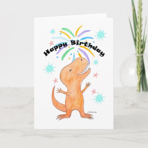 Dinosaur tyrannosaurus T_rex cute happy birthday Card