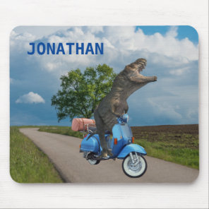 Dinosaur Tyrannosaurus T-rex On a Scooter  Mouse P Mouse Pad
