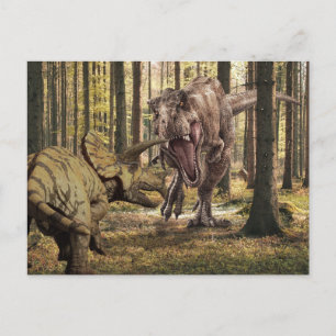 Dinosaur Tyrannosaurus Triceratops Postcard