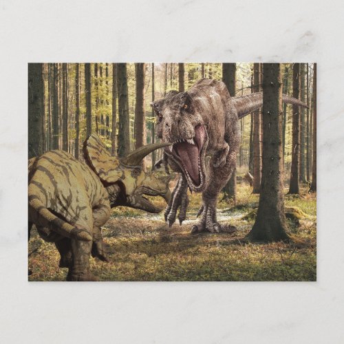 Dinosaur Tyrannosaurus Triceratops  Postcard