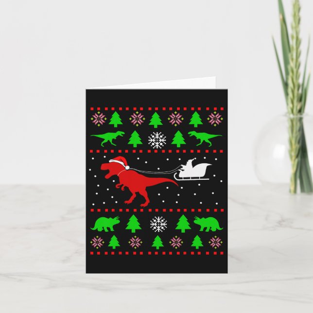 Dinosaur Ugly Christmas For Adults Kids  Card (Front)