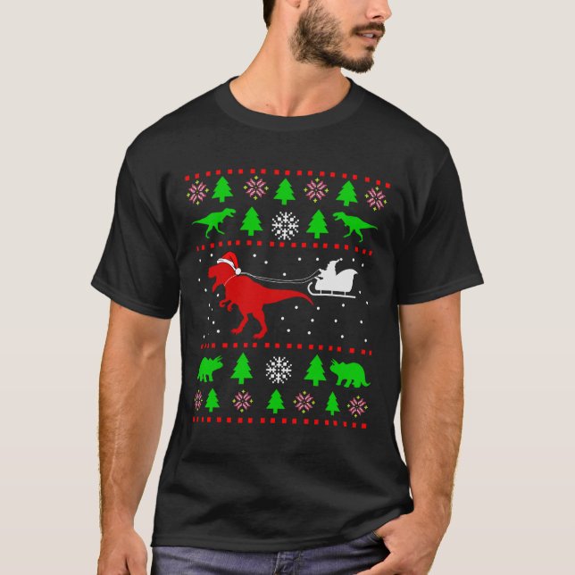 Dinosaur Ugly Christmas For Adults Kids  T-Shirt (Front)