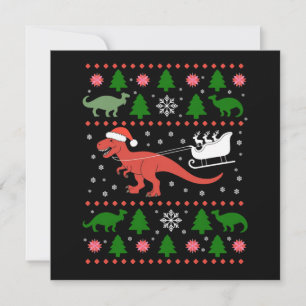 Dinosaur Ugly Christmas Sweater Dino T-rex Holiday Card