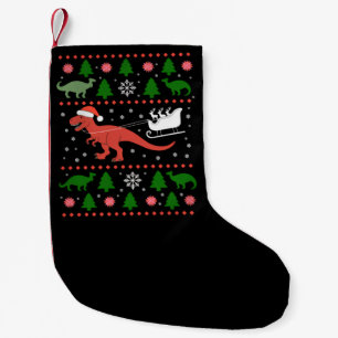 Dinosaur Ugly Christmas Sweater Dino T-rex  Small Christmas Stocking