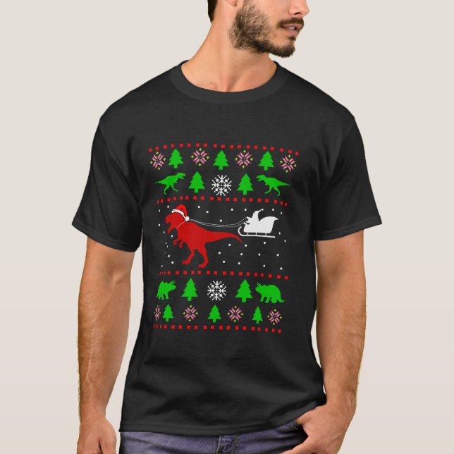 Dinosaur Ugly Christmas Sweater for adults kids (Front)