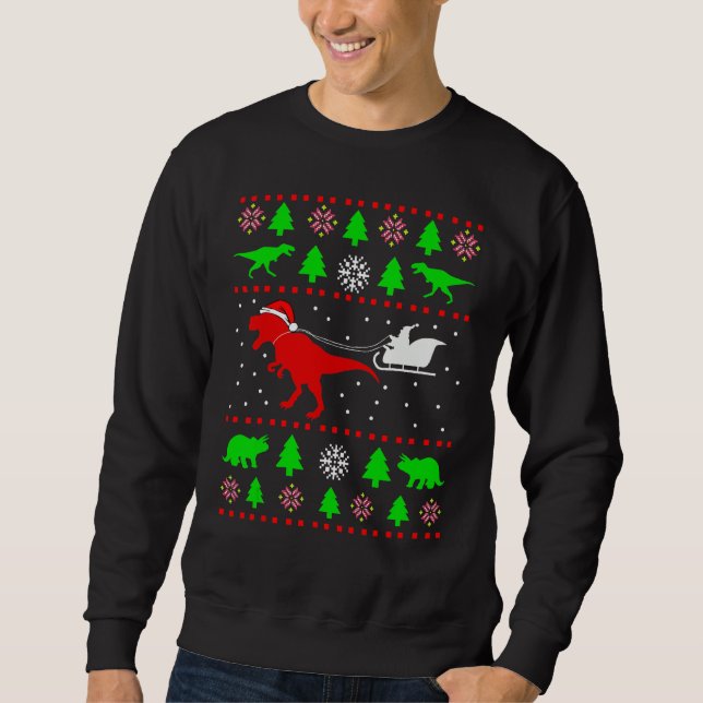 Dinosaur Ugly Christmas Sweater  for adults kids 1 (Front)