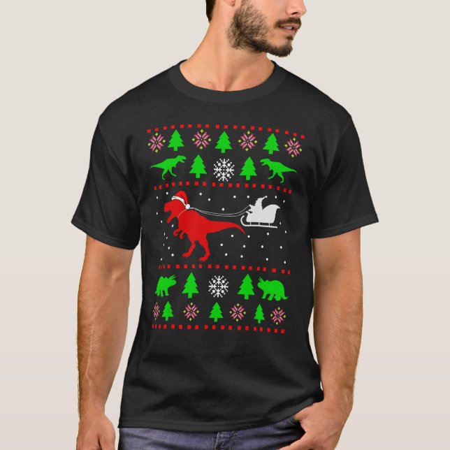 Dinosaur Ugly Christmas Sweater  for adults kids 1 (Front)