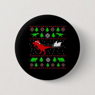 Dinosaur Ugly Christmas Sweater For Adults Kids Button