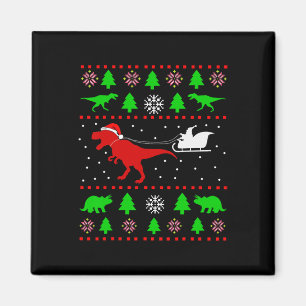 Dinosaur Ugly Christmas Sweater For Adults Kids Magnet
