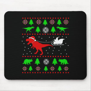 Dinosaur Ugly Christmas Sweater For Adults Kids Mouse Pad