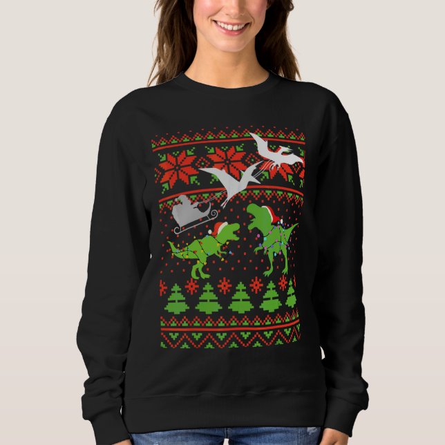 Dinosaur Ugly Christmas Sweater For Kids (Front)