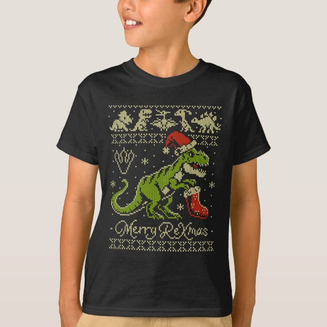 Dinosaur Ugly Christmas Sweater - Funny Christmas  (Front)