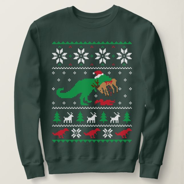 Dinosaur Ugly Christmas Sweater - Funny Christmas (Design Front)