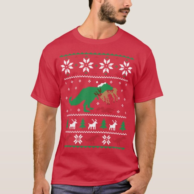 Dinosaur Ugly Christmas Sweater Funny Christmas Gi (Front)