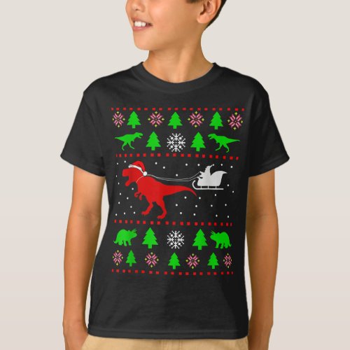 Dinosaur Ugly Christmas Sweater Toddler Kids Boy