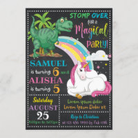 Dinosaur & Unicorn Birthday Invitation