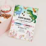 Dinosaur & Unicorn Joint Kids Birthday Invitation<br><div class="desc">Make party planning extra magical with this Unicorn and Dinosaur Joint Birthday Invitation—a fun and unique design perfect for celebrating two siblings or friends with different styles! Featuring a whimsical unicorn theme alongside fun Jurassic dinosaurs, this invitation is ideal for boy and girl joint parties of any age. The playful...</div>