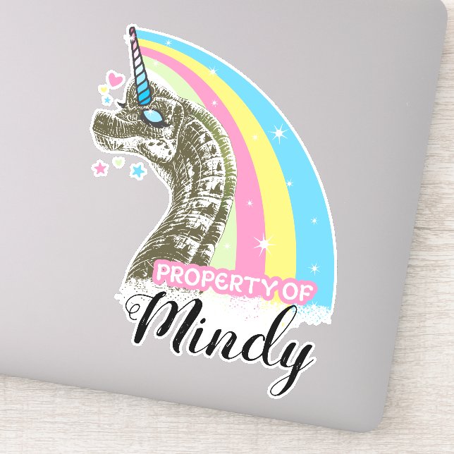 dinosaur unicorn rainbow dreams believe stickers (Detail)