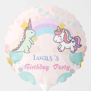 Dinosaur Unicorn rainbow gradient birthday party Balloon