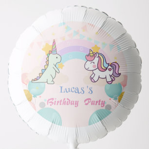 Dinosaur Unicorn rainbow gradient birthday party Balloon