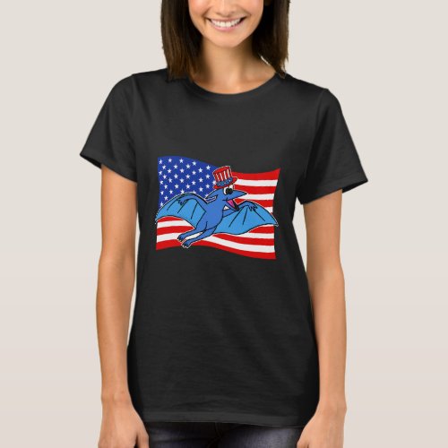 Dinosaur USA Flag Pterodactyl 4th July Independenc T_Shirt