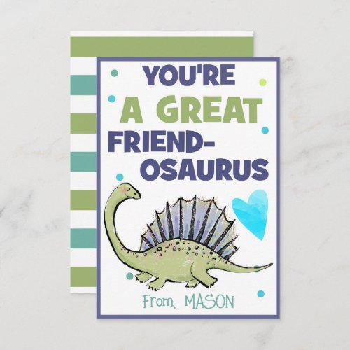 Dinosaur Valentine Card for Kids Friend_Osaurus